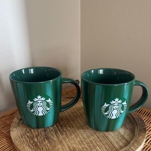 Starbucks Dark Green Mug Pair